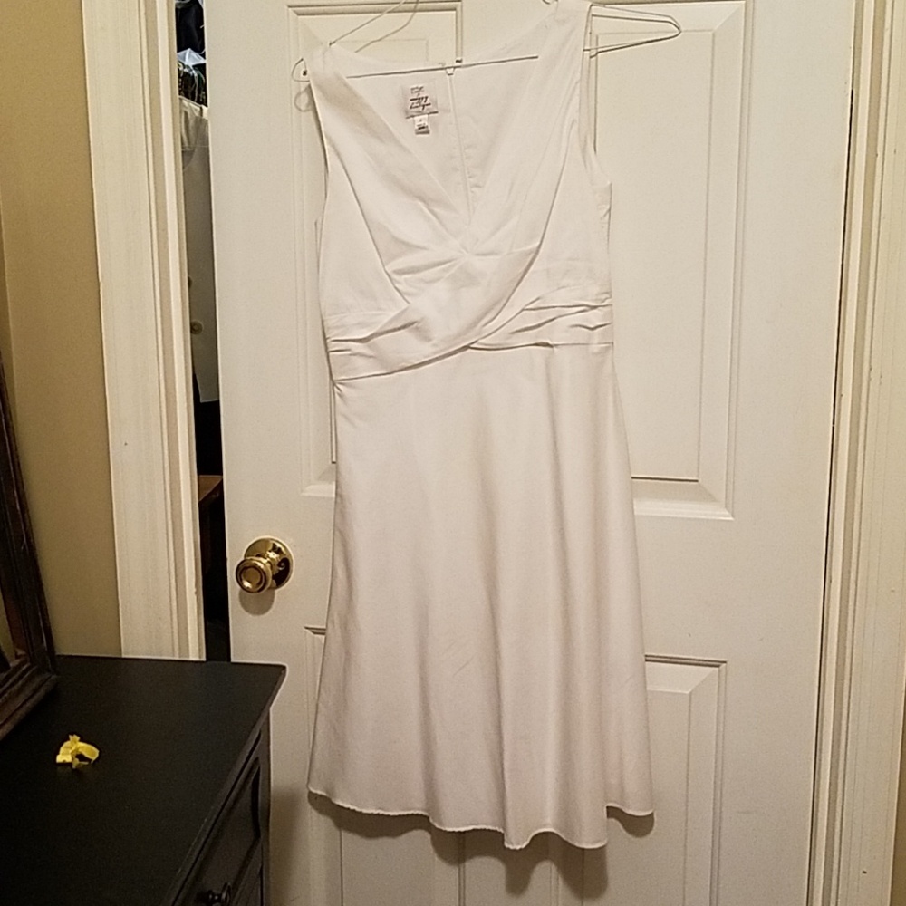 White polished cotton dress